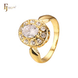 Big oval colorful CZ Halo Rose Gold rings