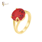 Big stone rounded colorful CZ solitaire 14K Gold, 18K Gold, Rose Gold, White Gold rings