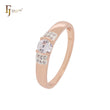 White CZs Rose Gold two tone Engagement Rings