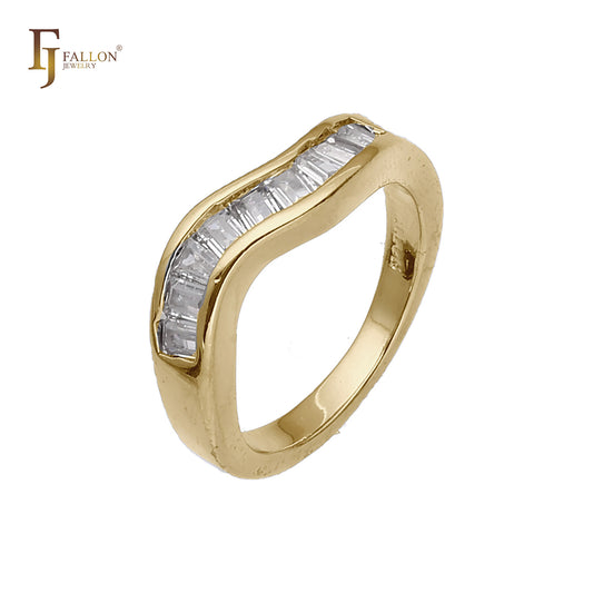 Twisted paved baguette CZs 14K Gold, 18K Gold rings
