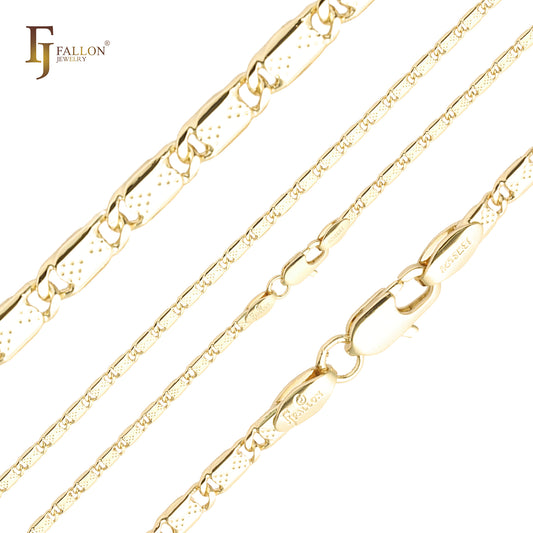 Solid snail link triangular dot hammered 14K Gold, Rose Gold, two tone chains