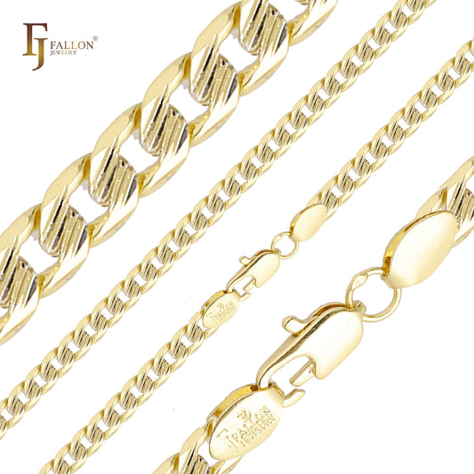Curb link slashes hammered chains plated in 14K Gold