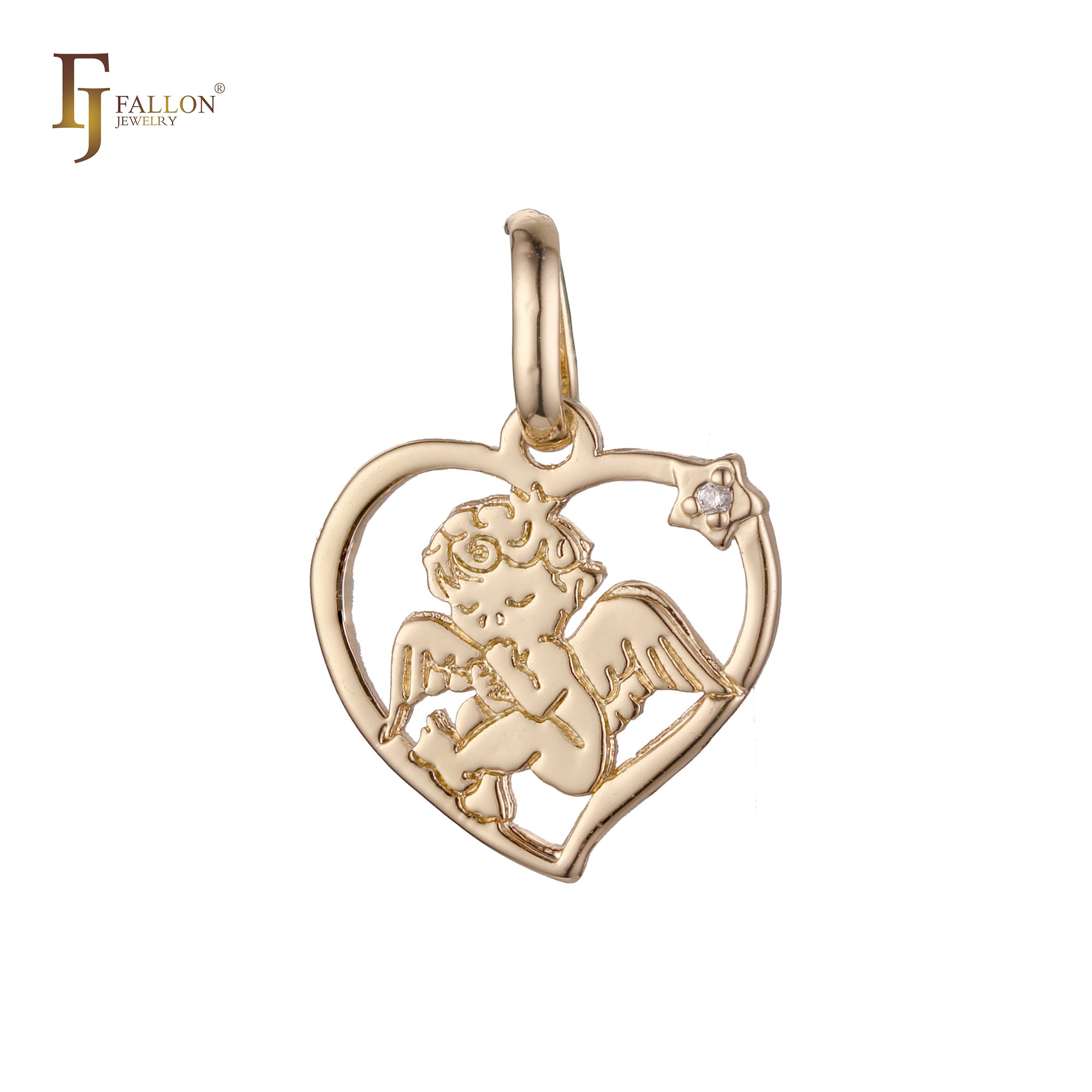 Cupid baby angel Rose Gold, two tone pendant