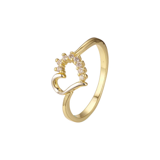 Heart rings in 14K Gold, two tone plating colors