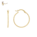 Rounded Alternative rope textuted 14K Gold, Rose Gold Hoop Earrings