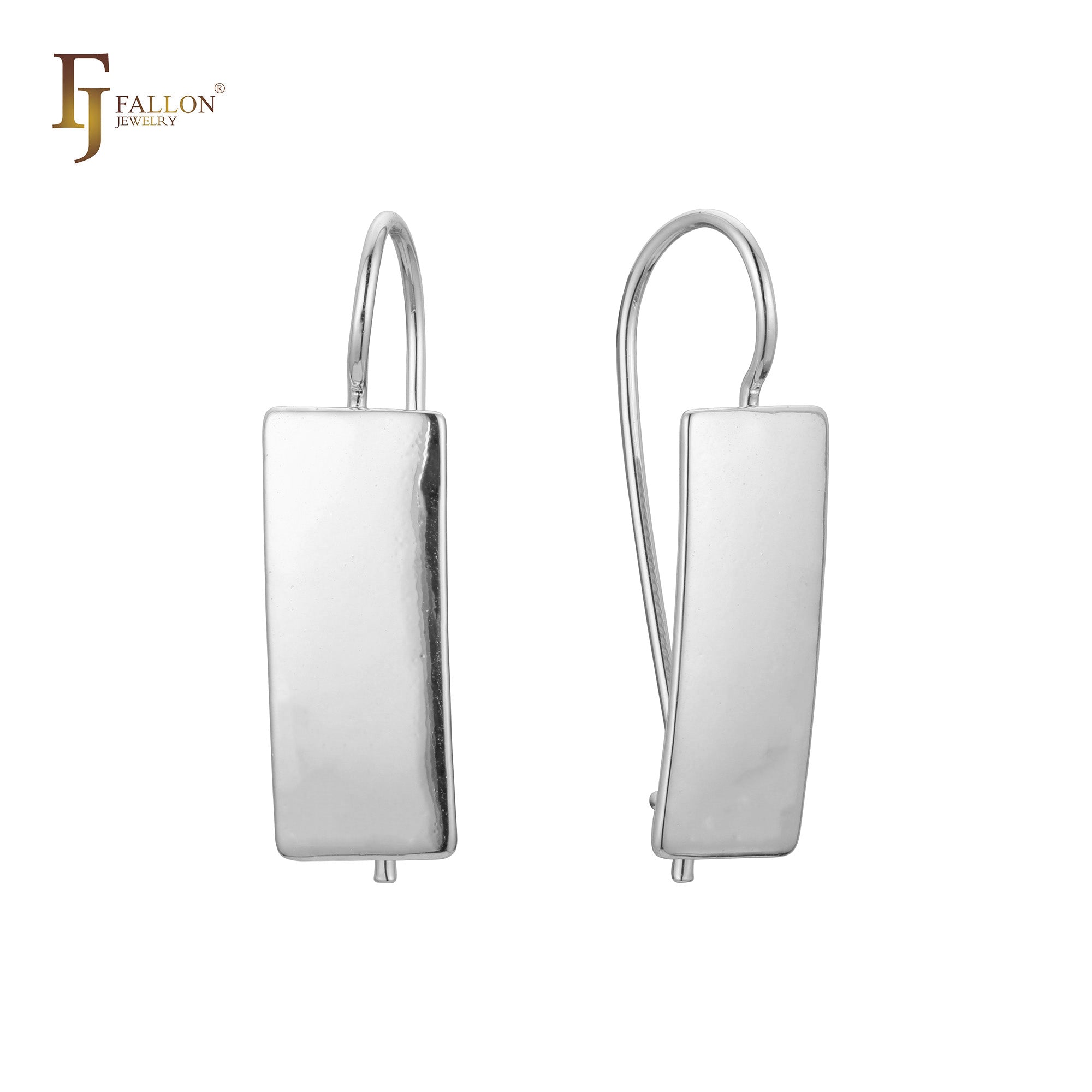 .Simple Fashion Long Square Glossy 585 Rose Gold, 14K Gold, White Gold Wire Hook Dangle Earrings for Women