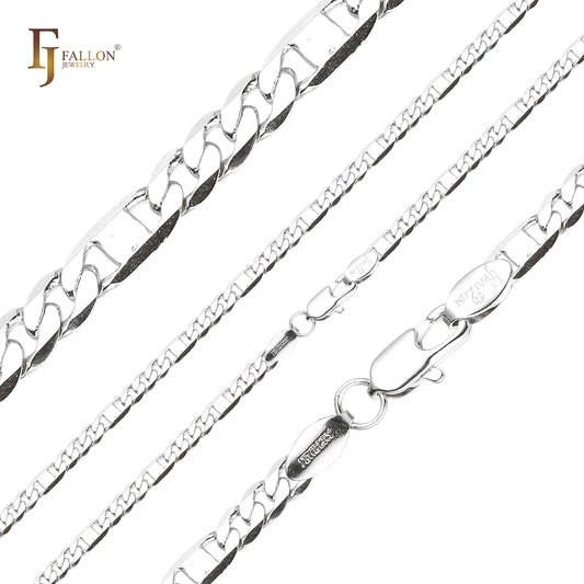Figaro & Mirror mixed link 14K Gold, White Gold chains