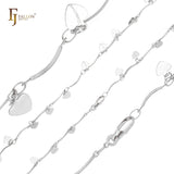 Spade heart leaves fancy bar link chains plated in 14K Gold, Rose Gold