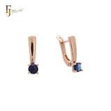 .Solitaire earrings in 14K Gold, Rose Gold plating colors