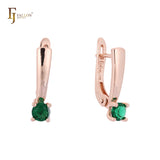 .Solitaire earrings in 14K Gold, Rose Gold plating colors