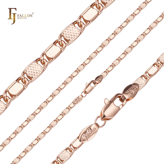 Solid snail link alternative dot hammered Rose Gold, 14K Gold two tone chains