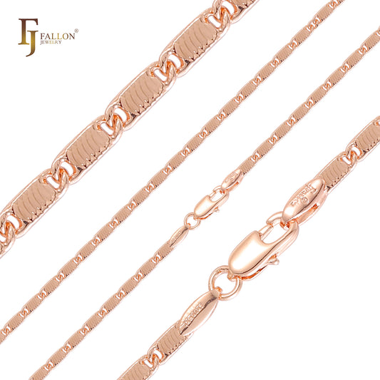 Flatten solid snail link circles ripple hammered Rose Gold, 14K Gold chains