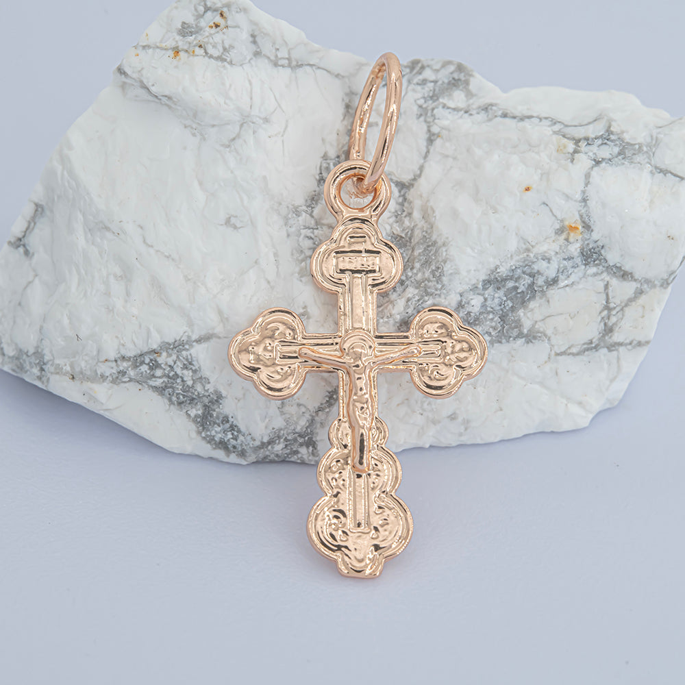 .Crucifix Catholic cross pendant in 14K Gold, Rose Gold & White Gold plating colors