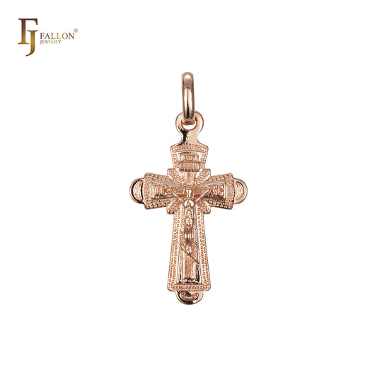 Orthodox Maltese Cross pendant in Rose Gold, 14K Gold two tone plating colors
