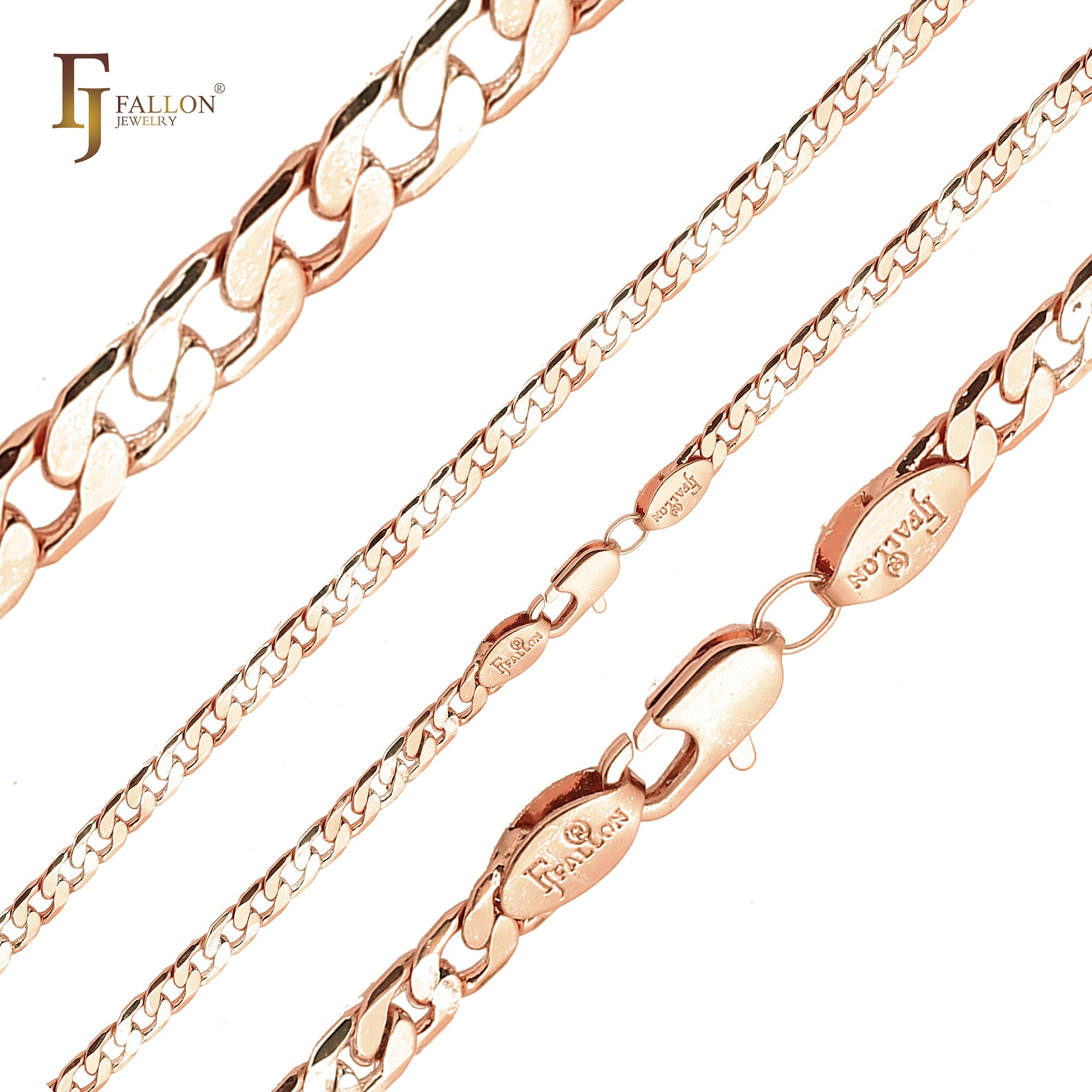 Classic Curb link chains plated in Rose Gold, two tone