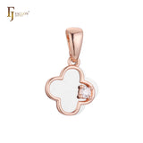 .Lucky clover Pendant plated in 14K Gold, Rose Gold two tone