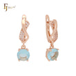 Solitaire rounded CZ drop 14K Gold, Rose Gold clip-on earrings