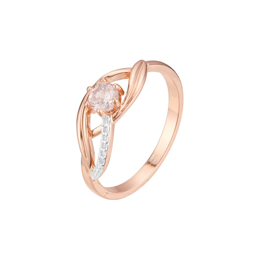 Rose Gold two tone solitaire round stone rings