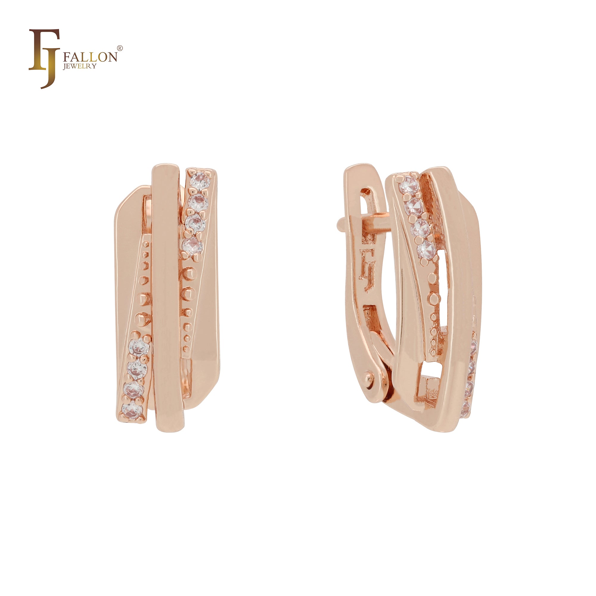 Geometric designed 14K Gold, Rose Gold clip-on earrings