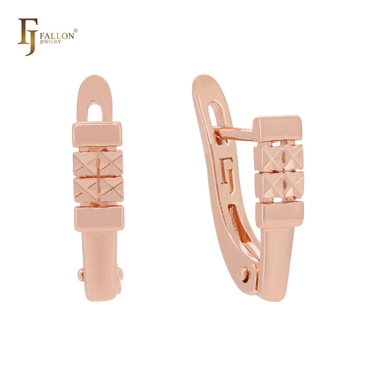 Geometric rectangular shapes Rose Gold Clip-On Earrings
