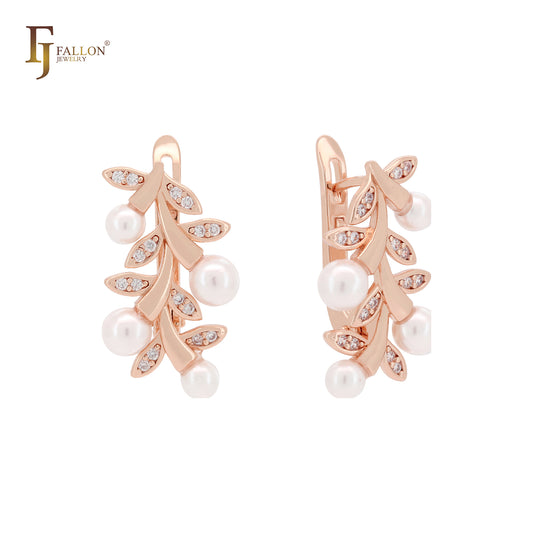 Branches of pearls 14K Gold, Rose Gold, White Gold Clip-On Earrings