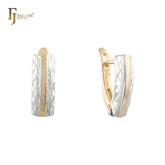Triple layer flank 14K Gold, Rose Gold two tone earrings