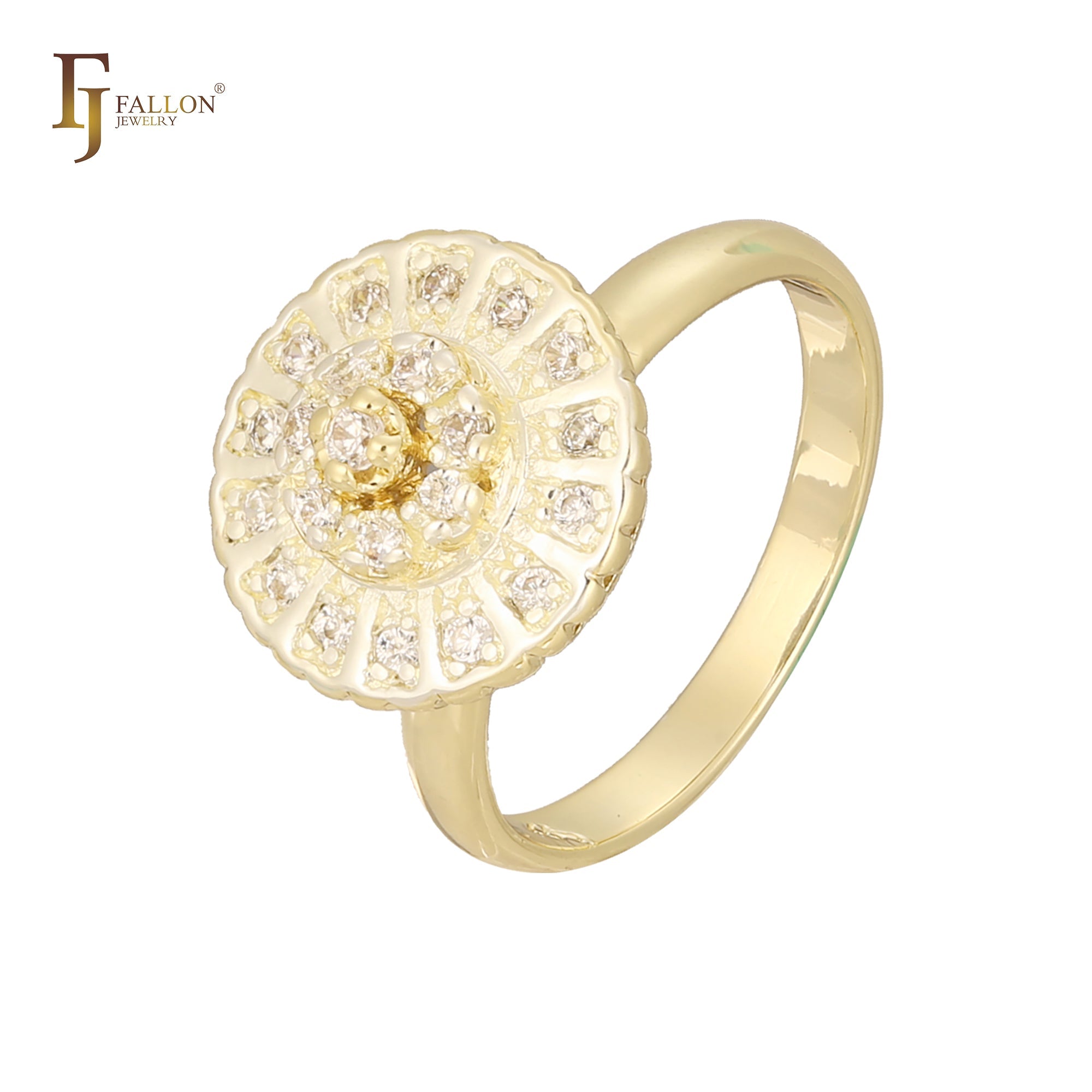 The grand flower cluster rings plated in 14K Gold, 18K Gold, two tone