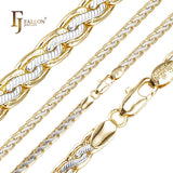 Spiga link center tire hammered chains plated in 14K Gold, two tone