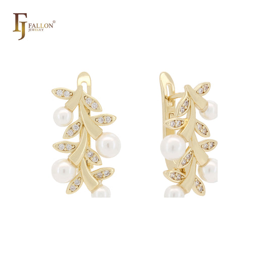 Branches of pearls 14K Gold, Rose Gold, White Gold Clip-On Earrings