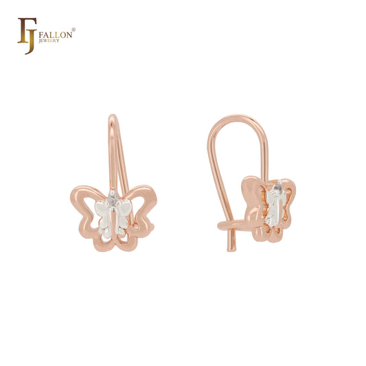Mia's Butterfly Rose Gold two tone wire hook Child Earrings