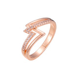 Double lightning rings in 18K Gold, 14K Gold, Rose Gold, two tone plating colors