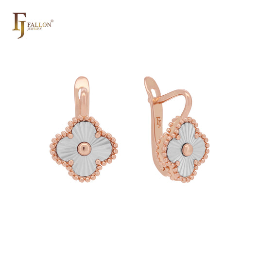 Clover double layer Shiny Rose Gold two tone Clip-On Earrings