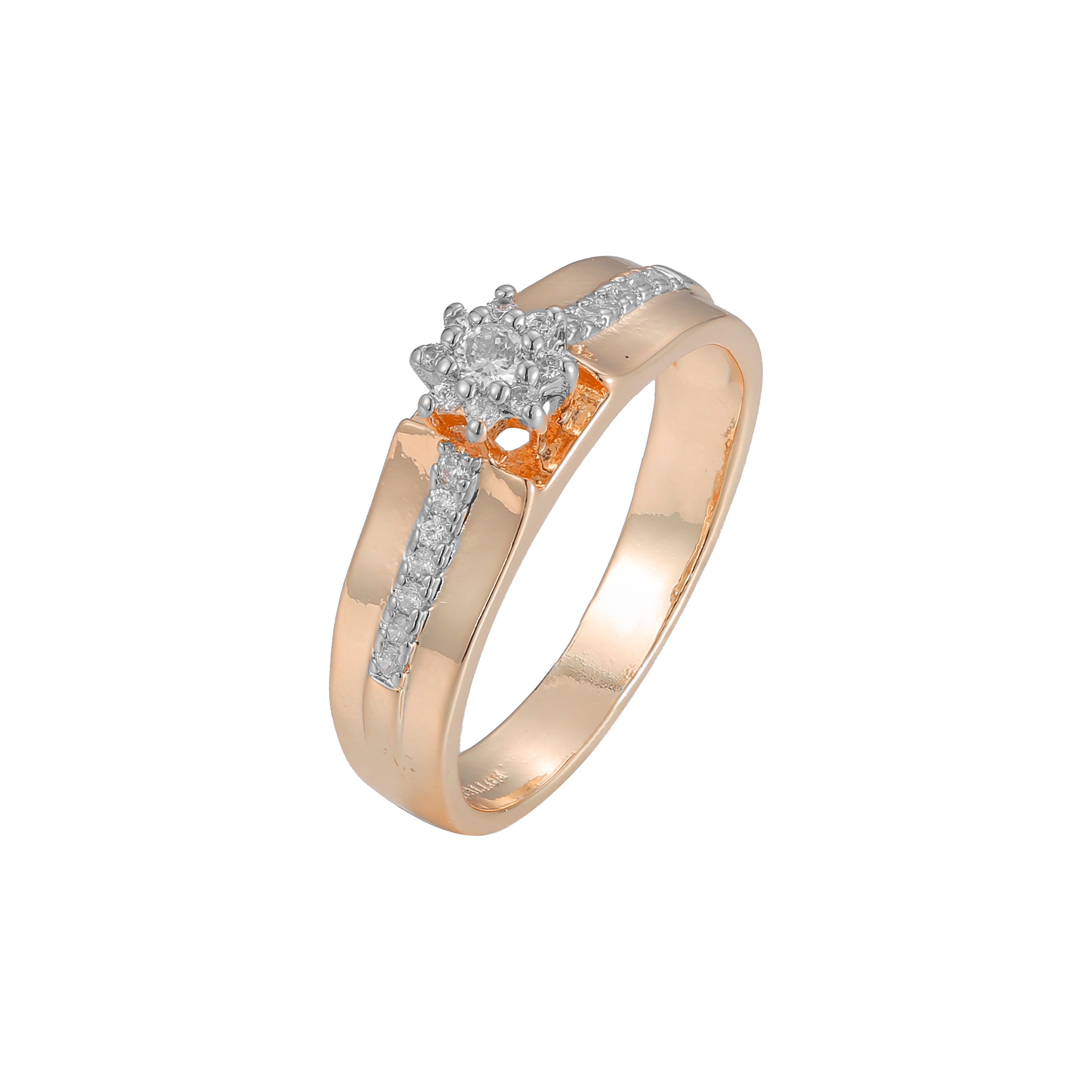 Cluster white CZs 14K Gold, Rose Gold, two tone rings