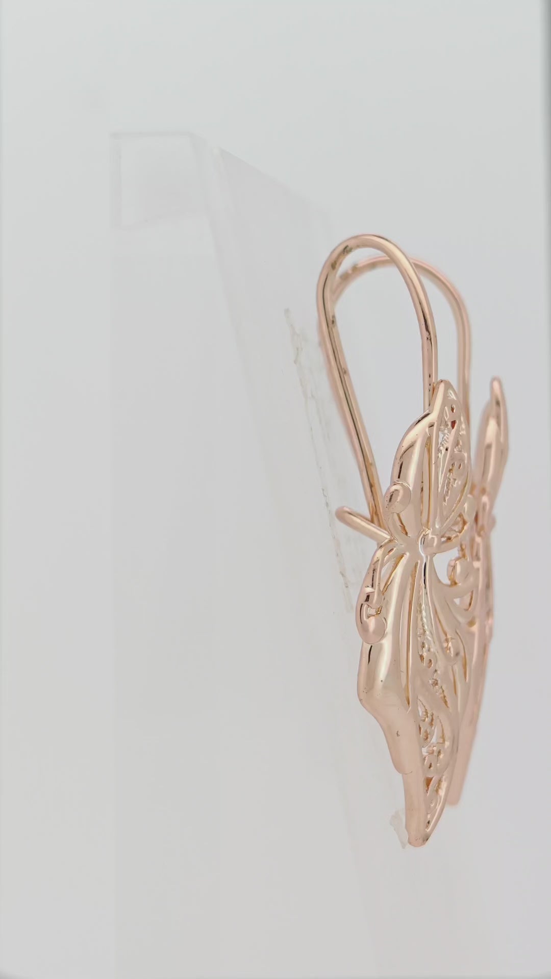 .Flower wire hook earrings in Rose Gold, two tone plating colors