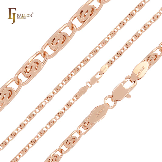 Snail cable link hammered flattened Rose Gold Snail link Chain