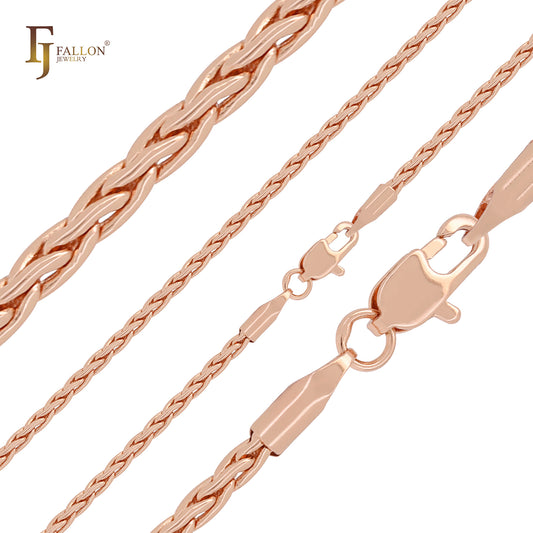 Glossy Spiga link wheat Rose Gold Chains