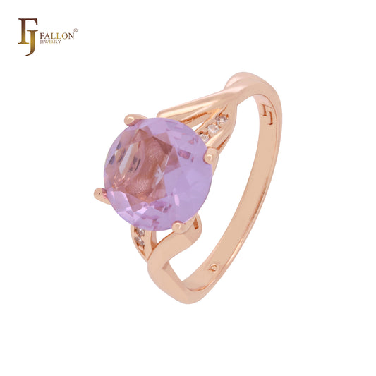 Great solitaire purple red CZ Rose Gold Engagement Rings
