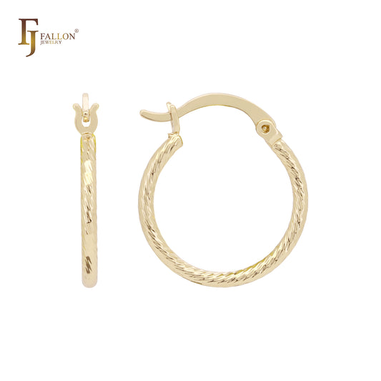 Textured Rope 14K Gold, Rose Gold, White Gold Hoop Earrings