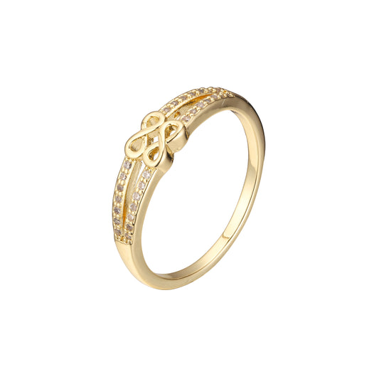 14K Gold double Infinity band rings paving stone