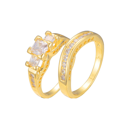 Three stone stackable rings in 18K Gold, White Gold, 14K Gold, plating colors