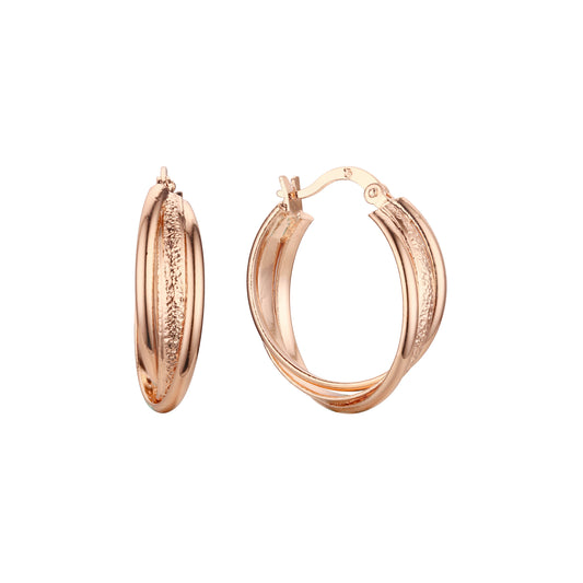 Geometric hoop earrings in Rose Gold, two tone plating colors