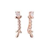 Crawler flower bunch solitaire earrings in 14K Gold, Rose Gold plating colors