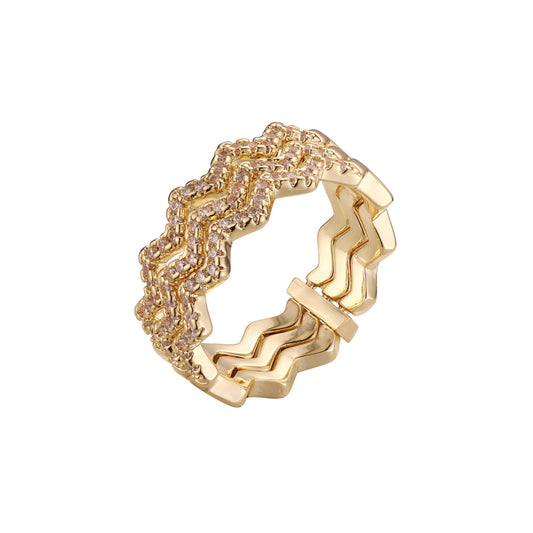 Zigzag trinity rings in 14K Gold, Rose Gold plating colors