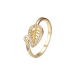 14K Gold fashion rings with leaves paving stone