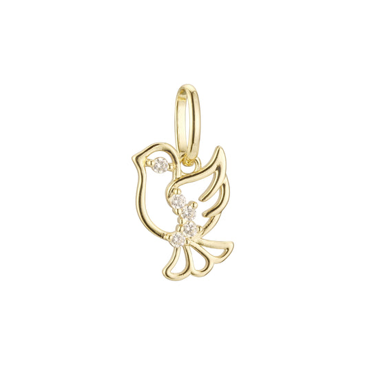 Bird animal pendant in 14K Gold, Rose Gold plating colors