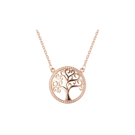 Tree of life necklaces plated in 14K Gold, Rose Gold