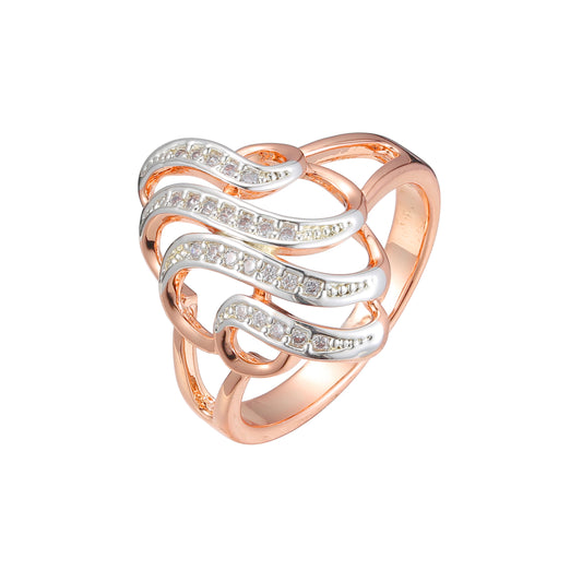 Rose Gold two tone fashion multi bands rings