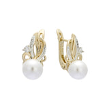 .Pearl earrings in 14K Gold, Rose Gold, two tone plating colors