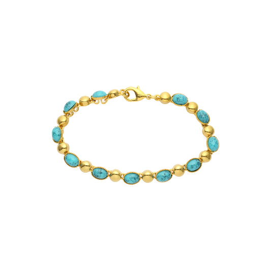 Turquoise and beads link 18K Gold bracelets