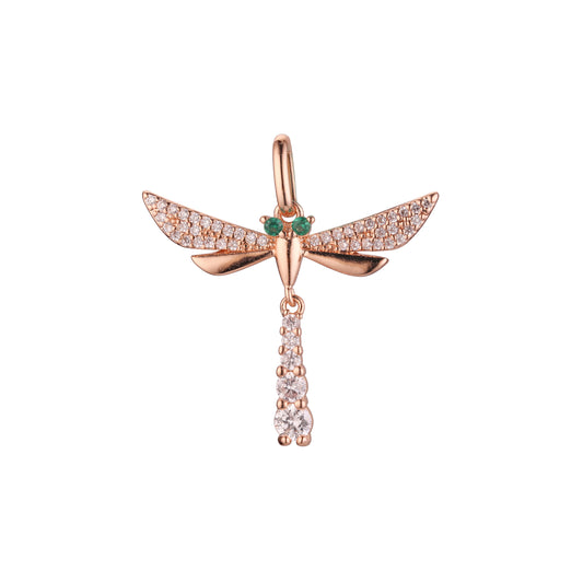 Dragonfly animal pendant in Rose Gold, two tone plating colors